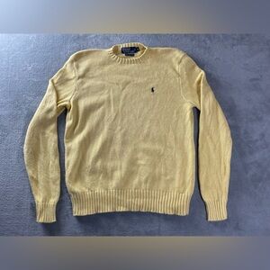 Polo Ralph Lauren Sweater Mens Medium Yellow Pima Cotton Pullover Classic Logo